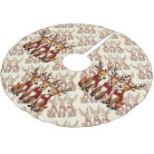 Cute Christmas Reindeer Trio with Plaid Scarves Kerstboom Rok (Gekanteld)