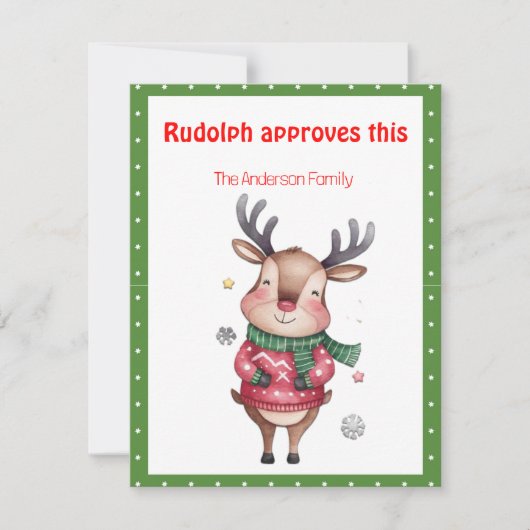 Cute christmas reindeer wish green retro Postcard Feestdagenkaart (Voorkant)