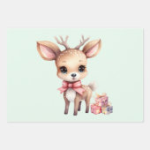 Cute Christmas Reindeer with Holiday Gifts Inpakpapier Vel (Voorkant 2)