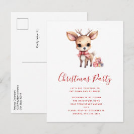 Cute Christmas Reindeer with Holiday Gifts Party Uitnodiging Briefkaart