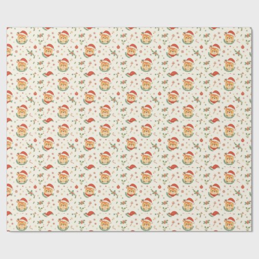 Cute Christmas Reindeer Wrapping Paper Cadeaupapier (Vlak)