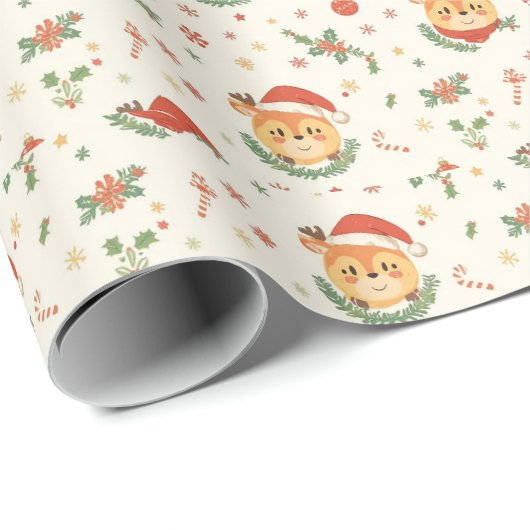 Cute Christmas Reindeer Wrapping Paper Cadeaupapier (Rol Hoek)