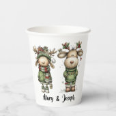 Cute christmas reindeers papieren bekers (Achterkant)