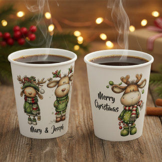 Cute christmas reindeers papieren bekers