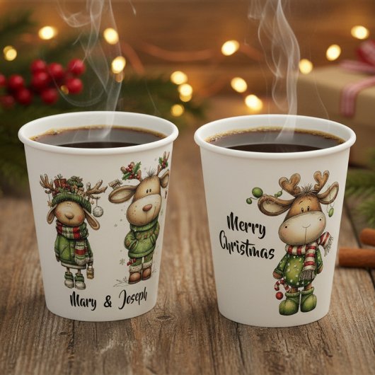 Cute christmas reindeers papieren bekers