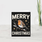 Cute Christmas Robin Merry Xmas Snow Scene Gardene Kaart (Voorkant)