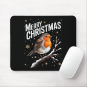 Cute Christmas Robin Merry Xmas Snow Scene Gardene Muismat (Met muis)