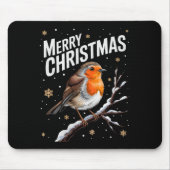 Cute Christmas Robin Merry Xmas Snow Scene Gardene Muismat (Voorkant)