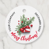 Cute Christmas Rode Strik QR Code Waterverf Bedankjes Labels (Voorkant)