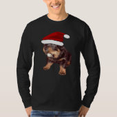 Cute Christmas Rottweiler With Red Santa Hat  1 T-shirt (Voorkant)