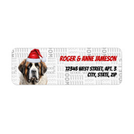 Cute Christmas Saint Bernard Dog Return Address Etiket
