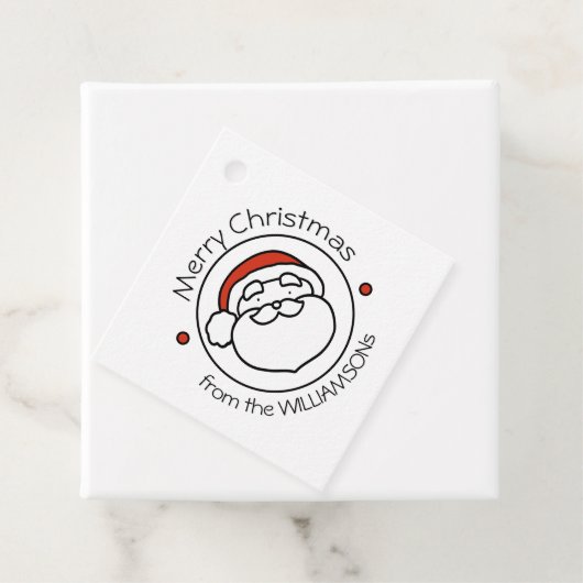Cute Christmas Santa Claus with Red Hat Bedankjes Labels (In situ)