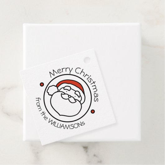 Cute Christmas Santa Claus with Red Hat Bedankjes Labels (In situ)