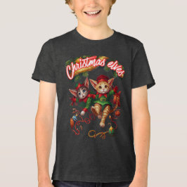 Cute Christmas Santa Elf Cats–Perfect Holiday Gift Tri-Blend Shirt