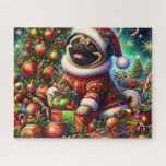 Cute Christmas Santa Pug Dog Legpuzzel<br><div class="desc">Cute Christmas Santa Pug Dog
Art/illustration
colorful
customizable</div>