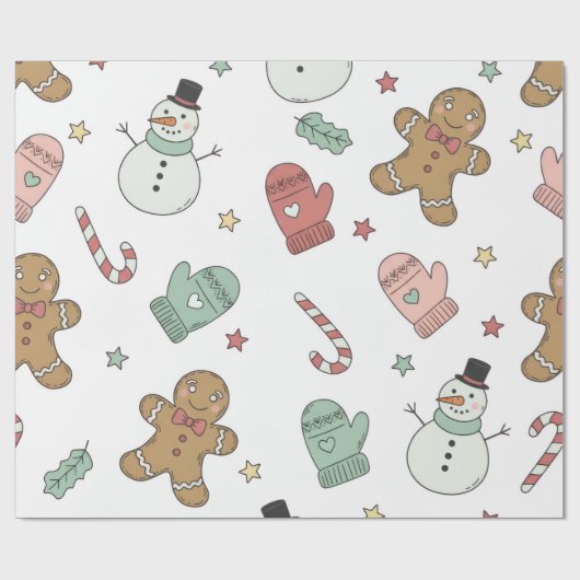 Cute Christmas Seamless Pattern Wrapping Paper – G Cadeaupapier (Vlak)