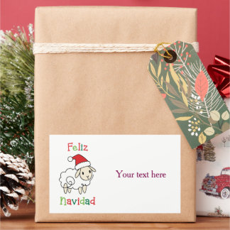 Cute Christmas Sheep – Feliz Navidad Rechthoekige Sticker