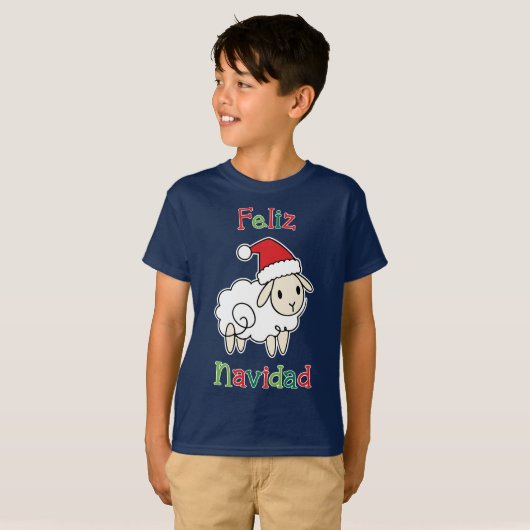 Cute Christmas Sheep – Feliz Navidad  T-shirt (Voorkant volledig)