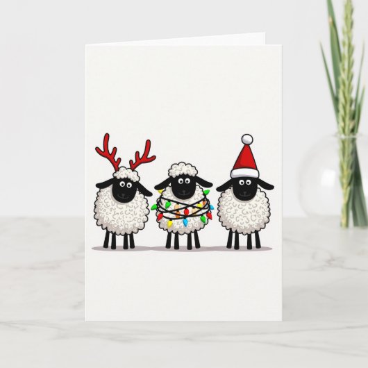 Cute Christmas Sheep Greeting Card Kaart (Voorkant)