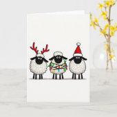 Cute Christmas Sheep Greeting Card Kaart (Gele Bloem)