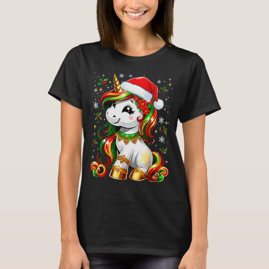 Cute Christmas Shirt Girls Women Xmas Unicorn Chri (Voorkant)