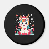 Cute Christmas Shirt Girls Women Xmas Unicorn Deer Magneet (Voorkant)