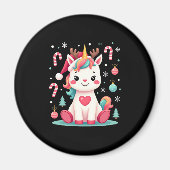 Cute Christmas Shirt Girls Women Xmas Unicorn Deer Magneet (Voorkant)