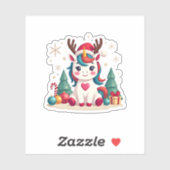 Cute Christmas Shirt Girls Women Xmas Unicorn Deer Sticker (Vel)