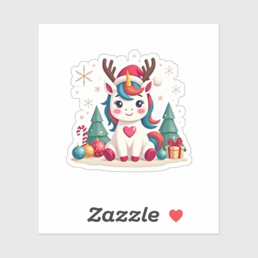 Cute Christmas Shirt Girls Women Xmas Unicorn Deer Sticker (Vel)