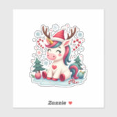 Cute Christmas Shirt Girls Women Xmas Unicorn Deer Sticker (Vel)