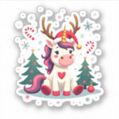 Cute Christmas Shirt Girls Women Xmas Unicorn Deer Sticker (Voorkant)