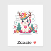 Cute Christmas Shirt Girls Women Xmas Unicorn Deer Sticker (Vel)
