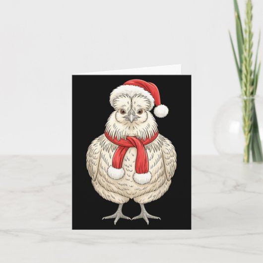 Cute Christmas Silkie Chicken Santa Farm Animal  Kaart (Voorkant)