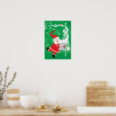 Cute Christmas, Singing and Dancing Santa Claus Poster (Keuken)