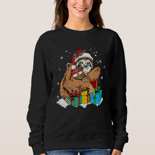 Cute Christmas Sloth and Santa Claus Hat Trui (Voorkant)