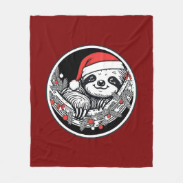 Cute Christmas Sloth Blanket Fleece Deken