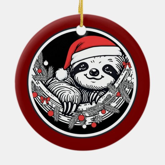 Cute Christmas Sloth Ornament (Achterkant)