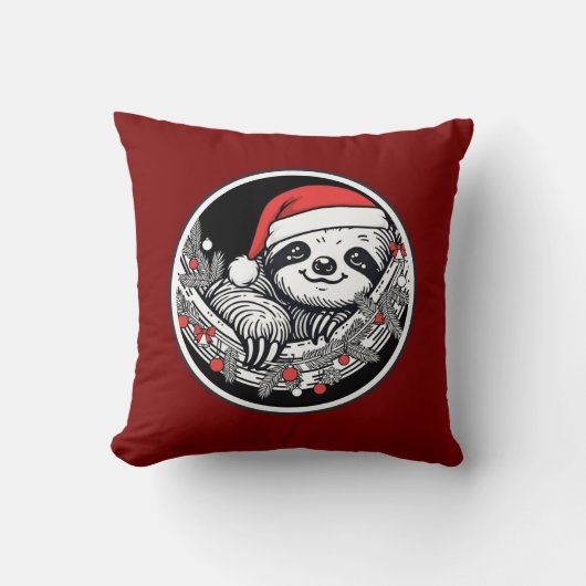 Cute Christmas Sloth Pillow Kussen (Voorkant)