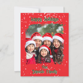 Cute Christmas Snow Family Photo Briefkaart
