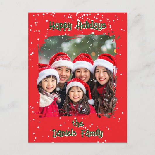 Cute Christmas Snow Family Photo Briefkaart (Voorkant)