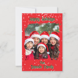 Cute Christmas Snow Family  Photo Card Kaart