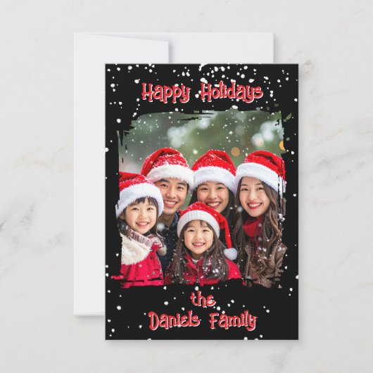 Cute Christmas Snow Family  Photo Card Kaart (Voorkant)