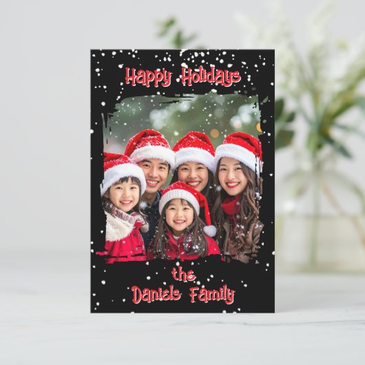 Cute Christmas Snow Family  Photo Card Kaart (Staand voorkant)