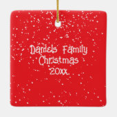 Cute Christmas Snow Family Photo Keramisch Ornament (Achterkant)