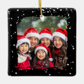 Cute Christmas Snow Family Photo Keramisch Ornament (Voorkant)