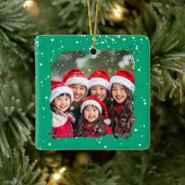 Cute Christmas Snow Family Photo Keramisch Ornament