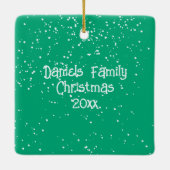 Cute Christmas Snow Family Photo Keramisch Ornament (Achterkant)