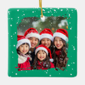 Cute Christmas Snow Family Photo Keramisch Ornament (Voorkant)
