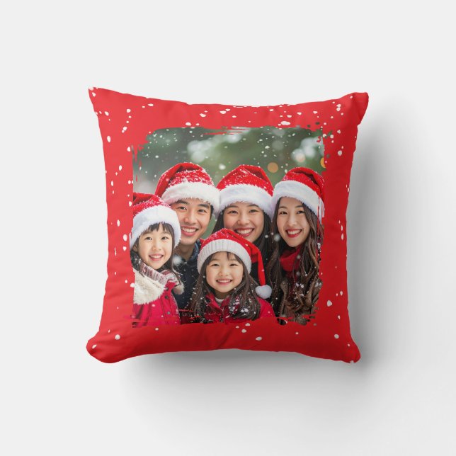 Cute Christmas Snow Family Photo Kussen (Voorkant)