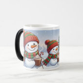 Cute Christmas Snowman Coffee Mug Winter HolidaMug Magische Mok (Voorkant links)